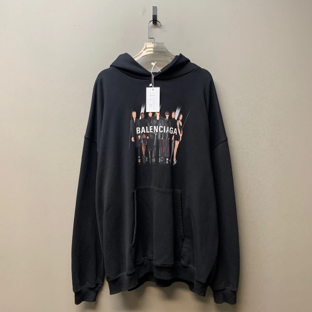 Balenciaga 巴黎世家/06218/黑色乐队连帽卫衣 新同存放 os m码