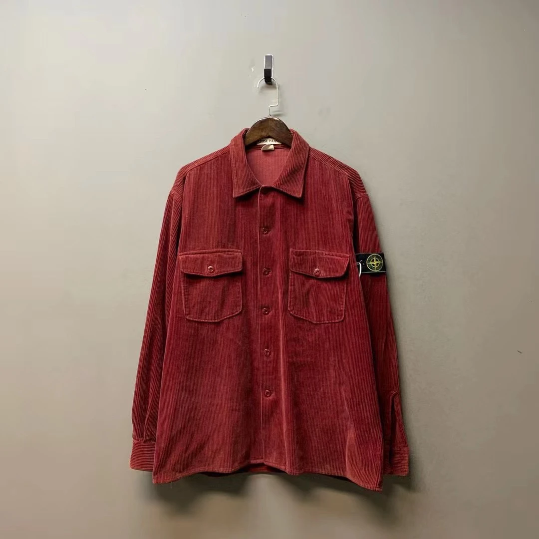 Stone island/07598/Vintage 1999aw 酒红色灯芯绒绿标外套 XL