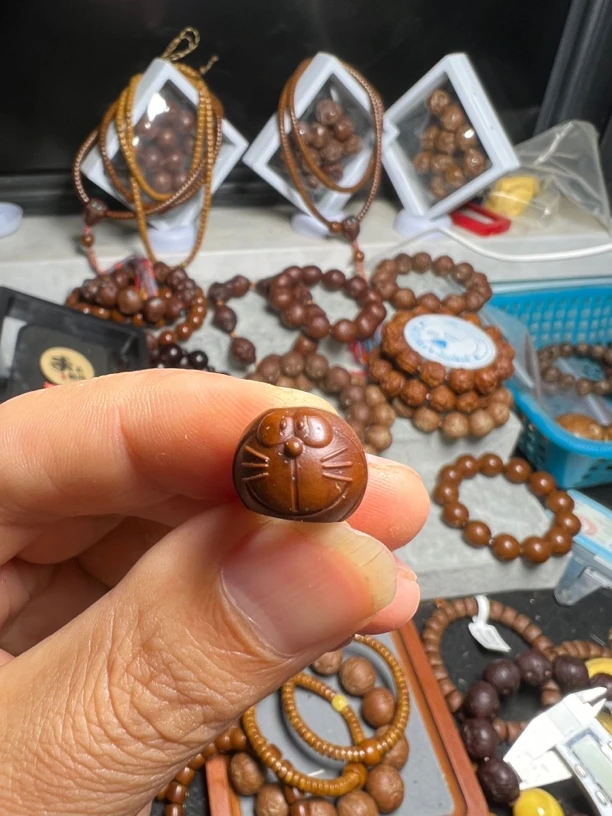 紫金鼠雕刻哆啦A梦跑环  单个跑环不含手串 只能过7.5mm以下内径