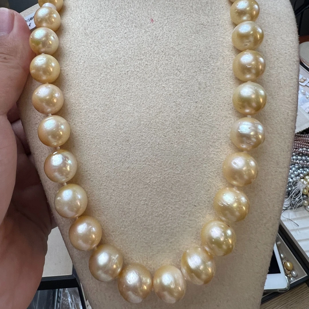 【WE-20230731】10-14mm南洋金珍珠项链（北大大证）多样性发一