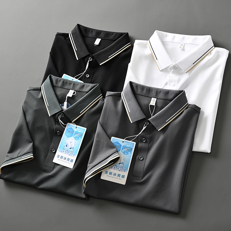 锦纶冰爽凉感透气短袖T恤 夏季冰丝抗皱商务休闲男士半袖POLO衫