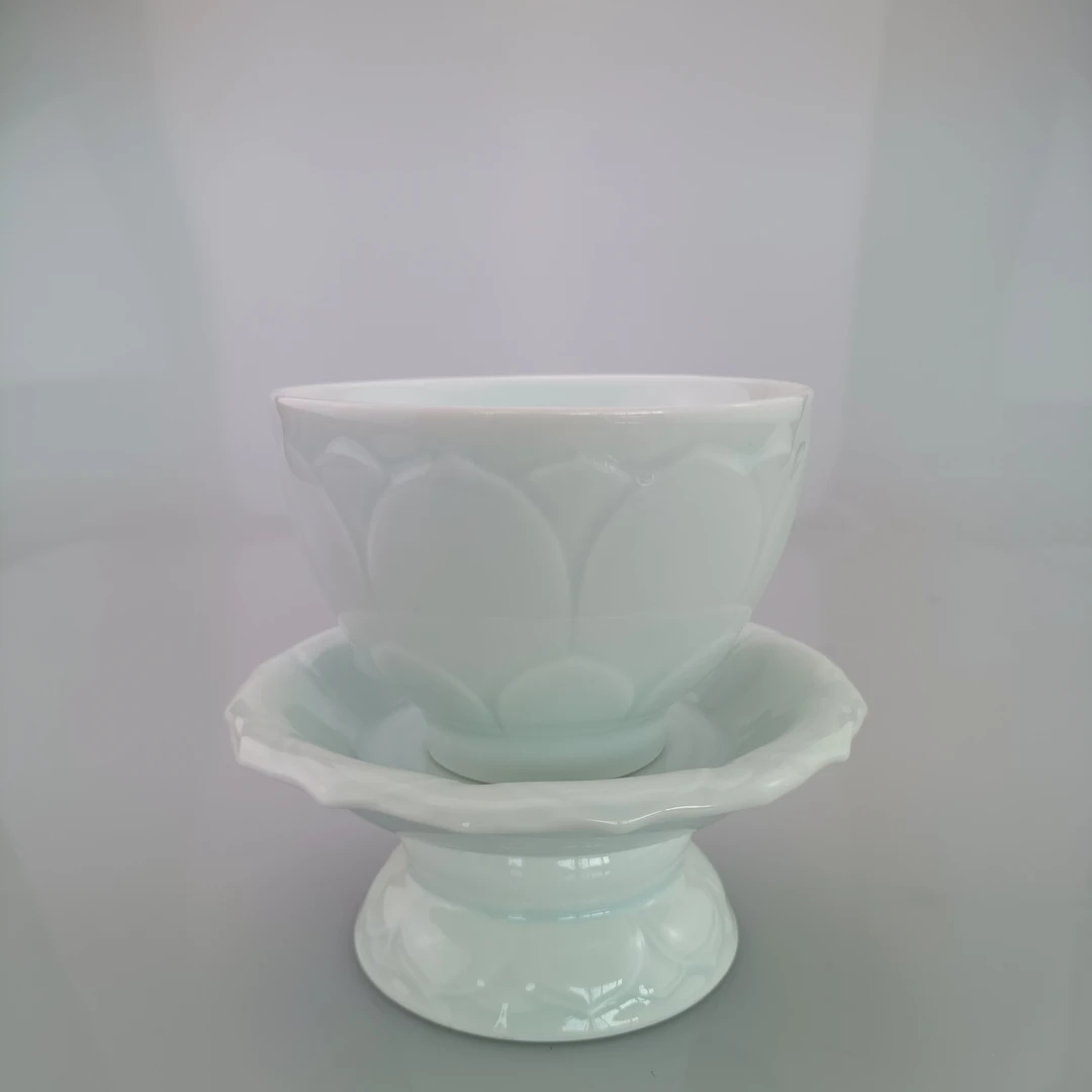 繁昌窑青白瓷纯白手工莲花碗纯色