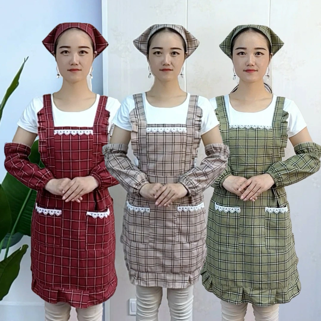 棉麻公主裙围裙防泼水田园风家用厨房做饭餐厅工作时尚网红女