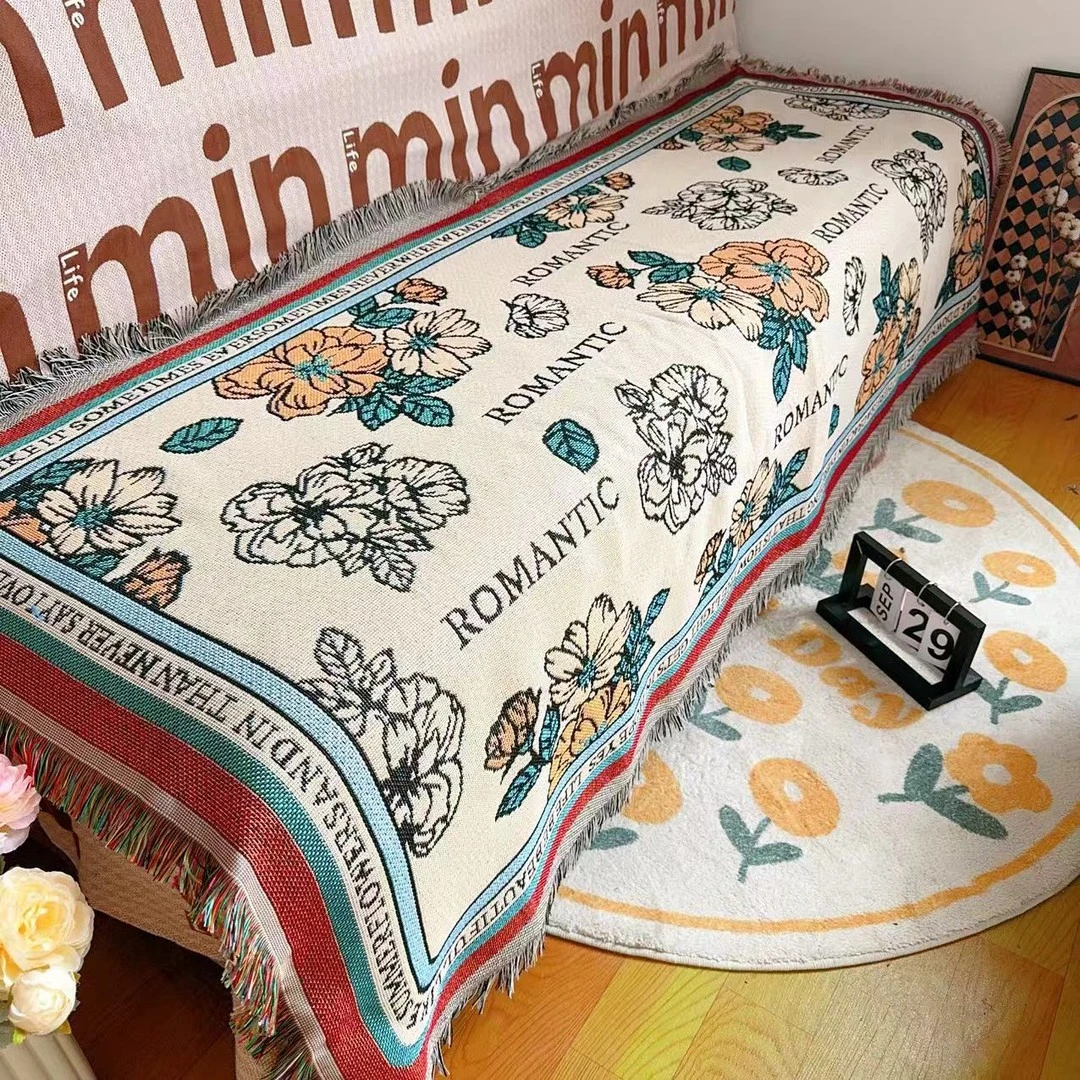 【外贸尾货】90X180CM罗曼蒂克田园沙发盖毯四季通用沙发垫创意礼品