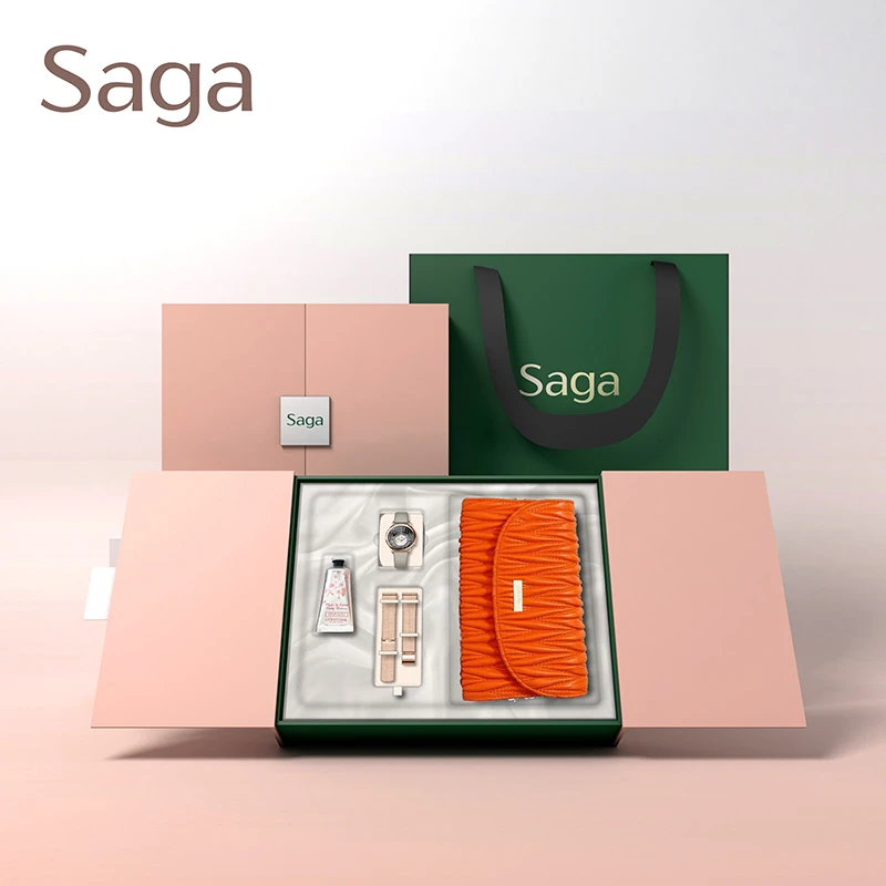 SAGA/世家 手表女高级时尚腕表轻奢璀璨四件套礼盒包装正品包邮