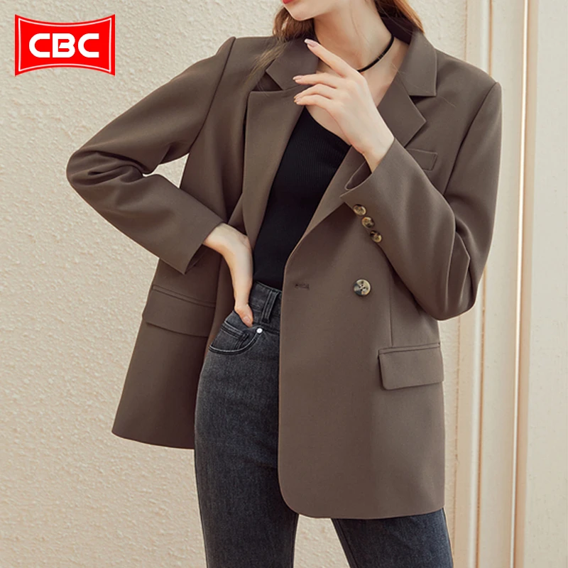 CBC咖色西装外套女2024年夏季新款韩版休闲显瘦小个子上衣小西服