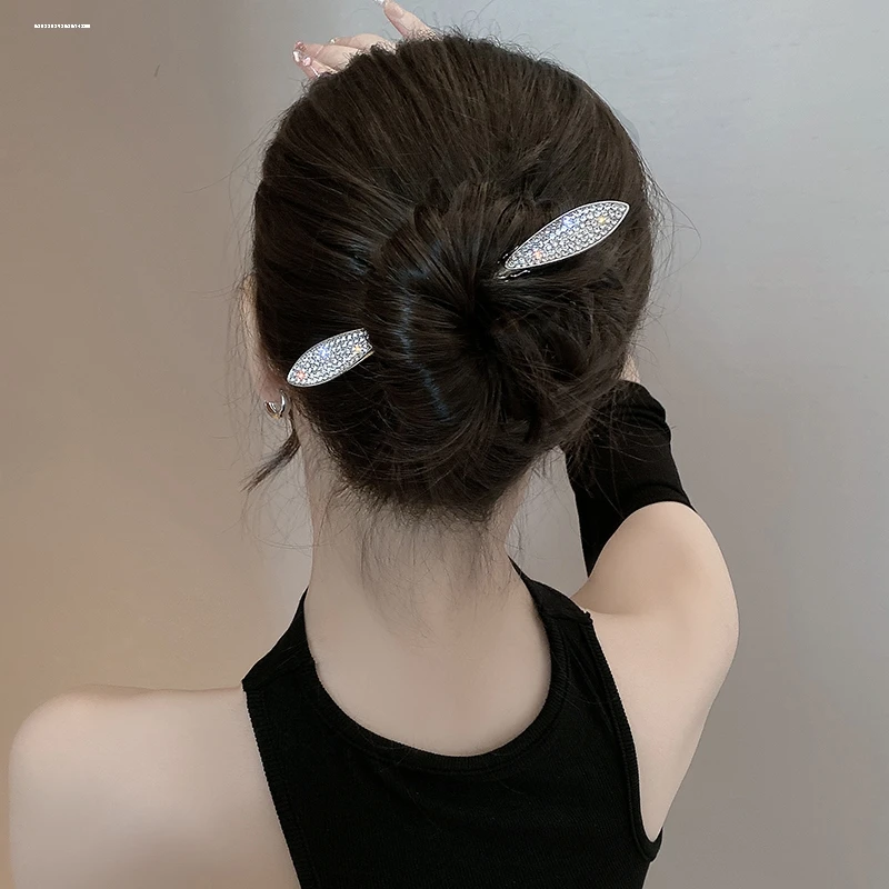 发簪盘发女高现代古风后脑勺夏天复古简约簪子发器个性双尖丸子头