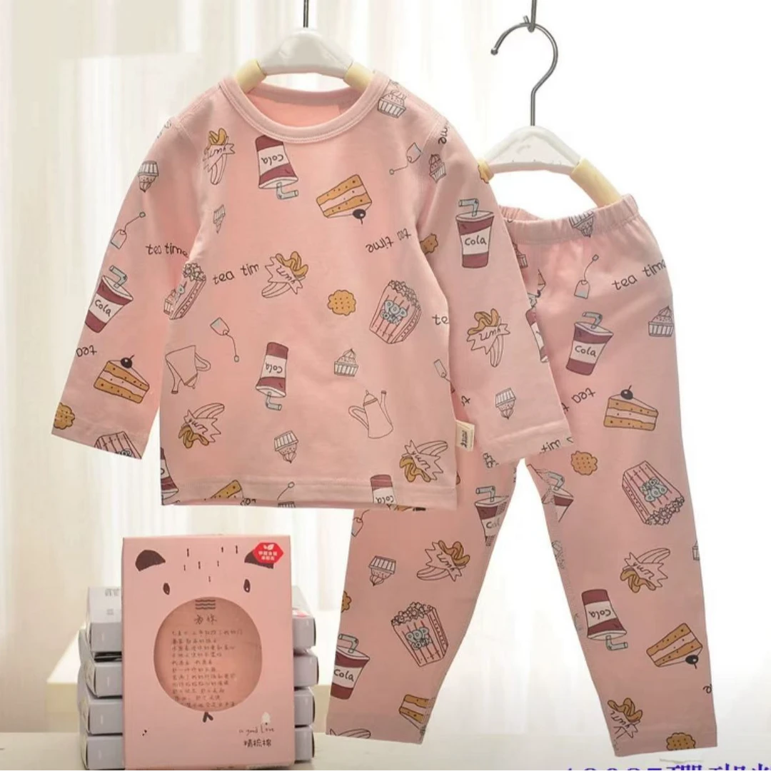 瑁拉舒绒男童女童秋衣裤套装纯棉加厚男童秋衣儿童舒绒棉 暖肤棉