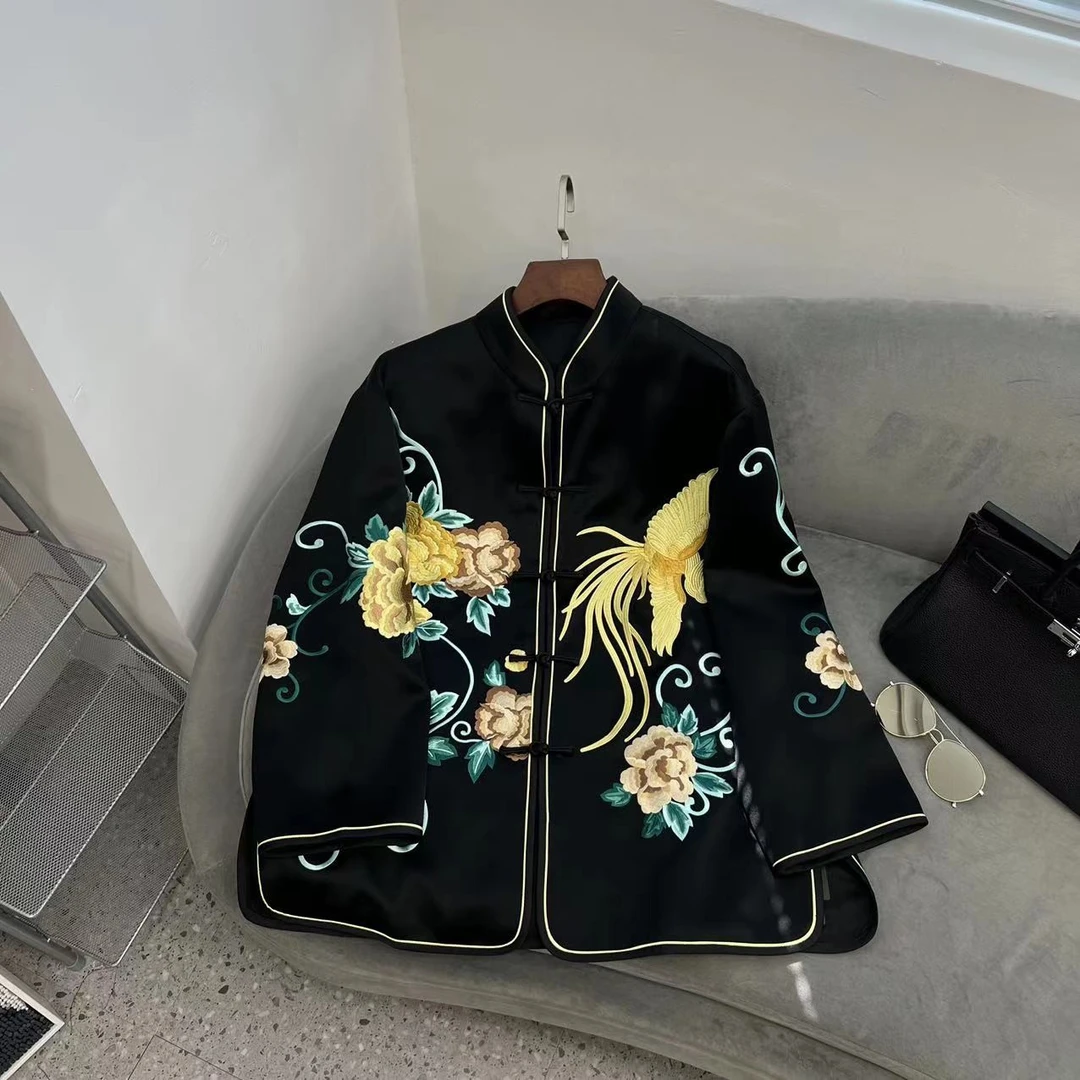 【花滿林】‘金凤凰’两侧开叉刺绣盘扣外套5693