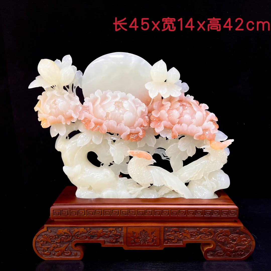 《牡丹花 双喜临门》天然家居博古架玄关酒柜摆件乔迁送礼公司开业