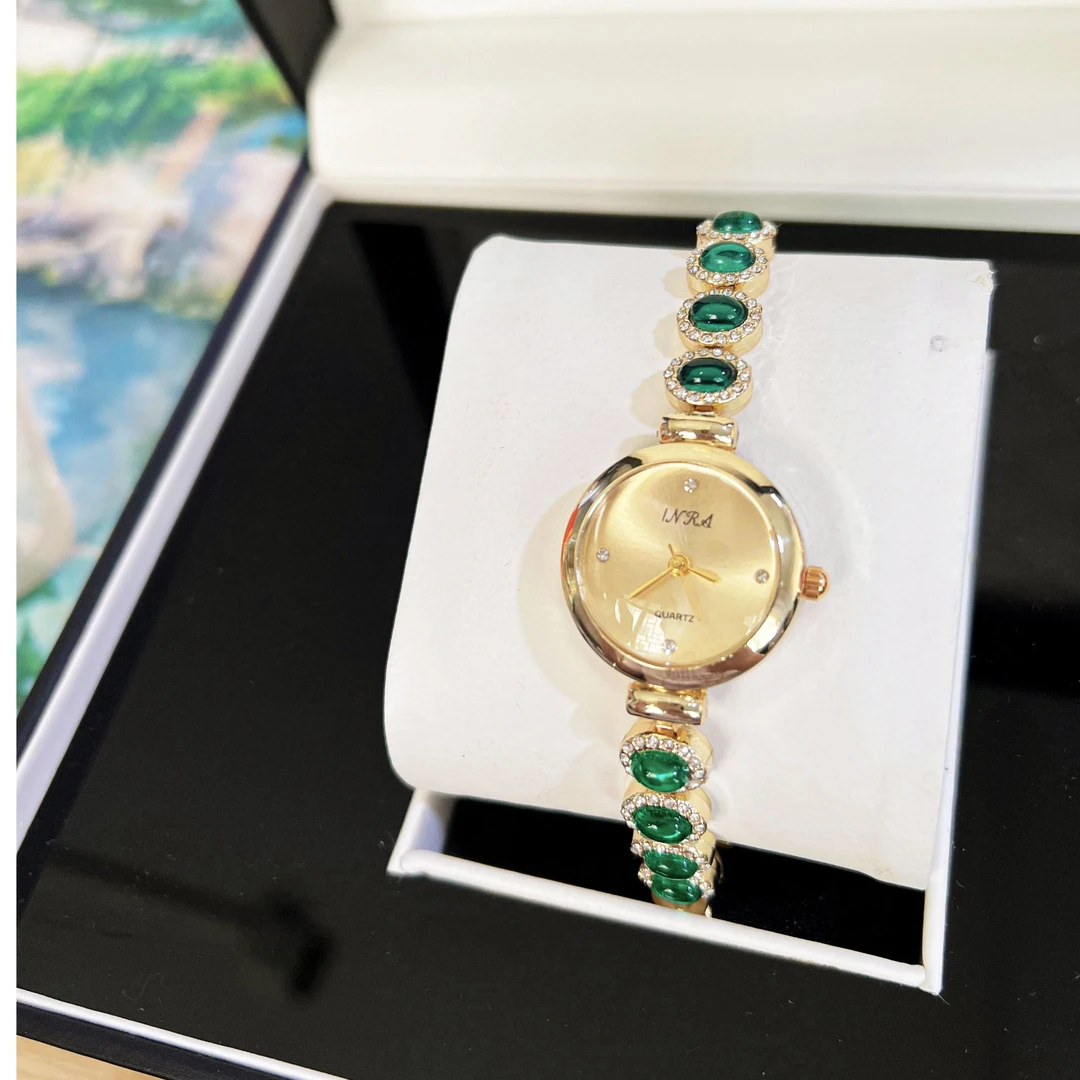 【品牌正品】1中古风·高级感·小表盘手链腕表绿带金面款 6912 H