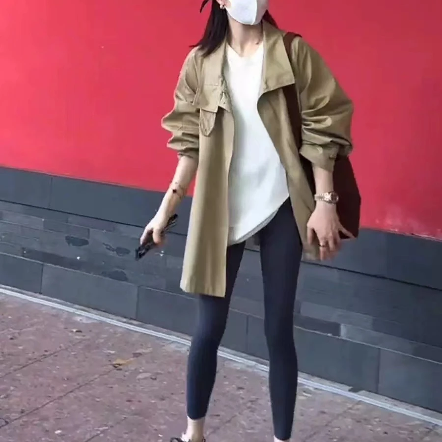 韩系斗篷风衣外套女2024秋冬季新款卡其色休闲夹棉中长款大衣179