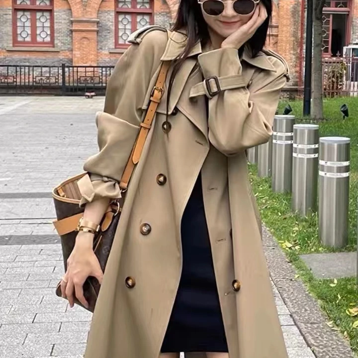 高级感风衣外套女中长款2024年春秋新款小个子流行大衣英伦风169