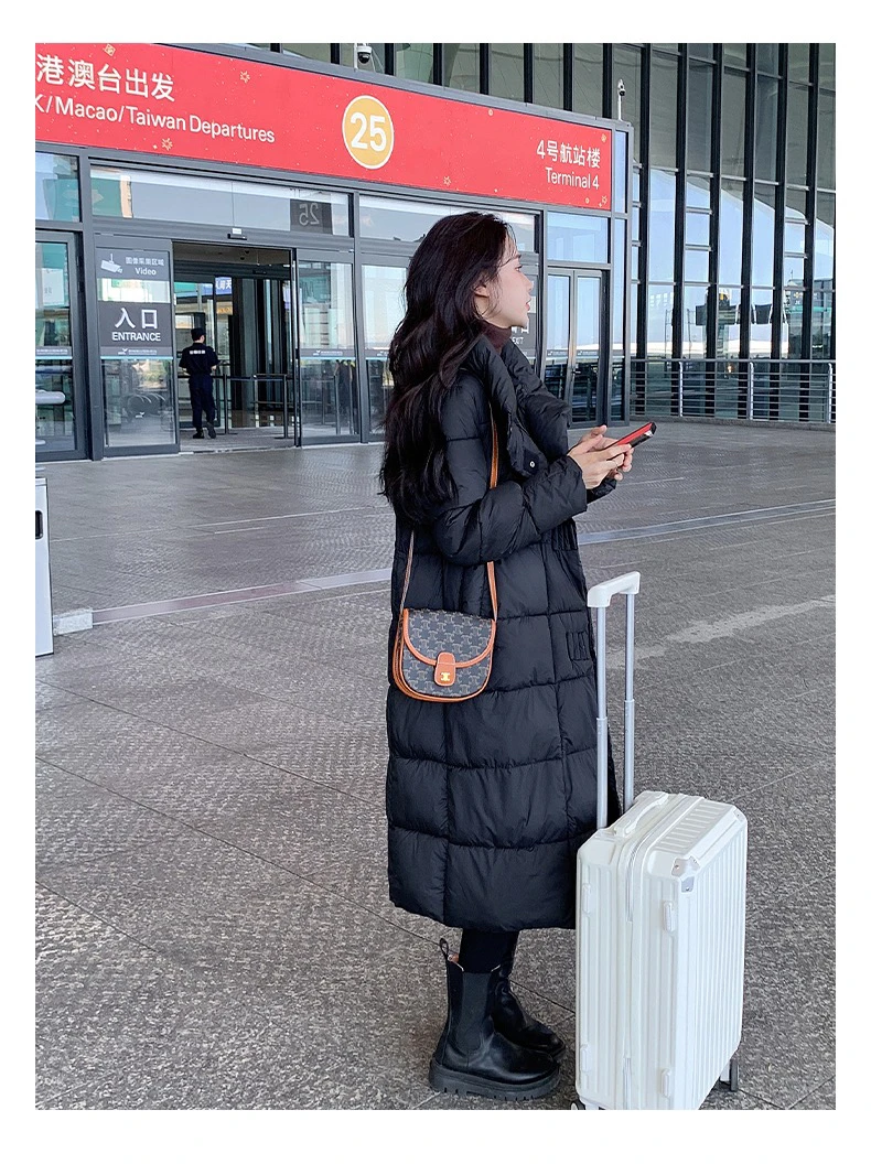 新款女长款过膝保暖棉衣冬季外套宽松秋冬加厚中长款百搭休闲