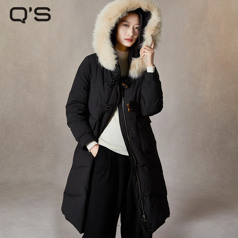 【保暖羽绒服】秸熙冬季新款3XD155新中式羽绒服狐狸毛领连帽外套