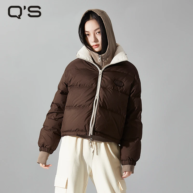 秸熙冬季新款3XD236挡风立领羽绒服气质保暖鸭绒廓形短外套