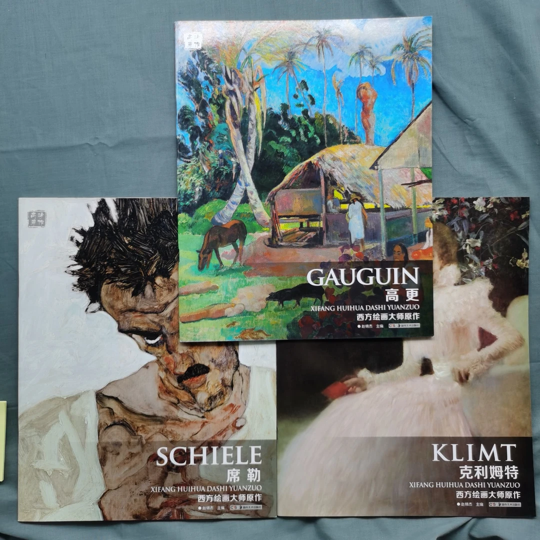 (克利姆特+席勒+ 高更)西方艺术大师3本一套人物绘画作品集美术