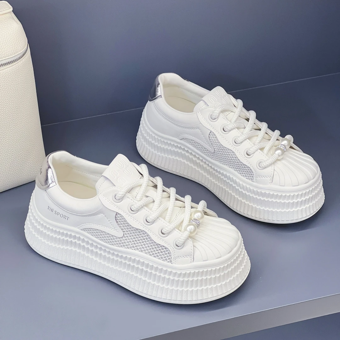 贝壳饼干 厚底运动休闲鞋网面透气小白鞋  已开价 断码（0301）