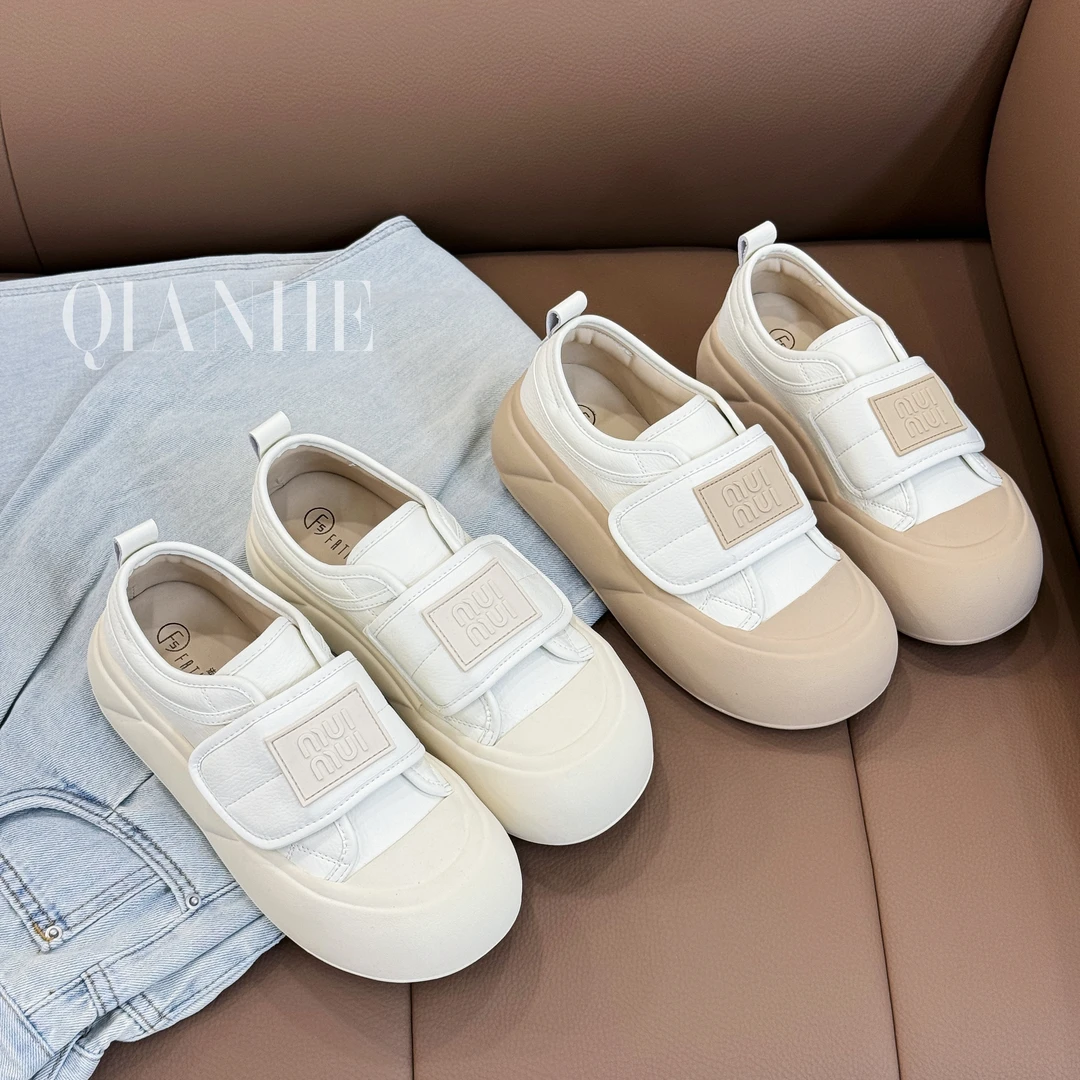 「Qan'h千合女鞋」•厚底魔术贴小白鞋软底百搭面包鞋（867-1）