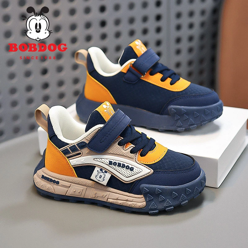 Bobdog/巴布豆男童鞋子运动鞋春秋儿童潮牌鞋防水男孩皮面休闲鞋