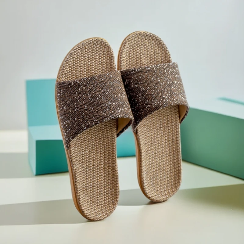 亚麻拖鞋女夏季情侣厚底凉拖鞋居家用室内耐磨四季外穿棉麻拖鞋男