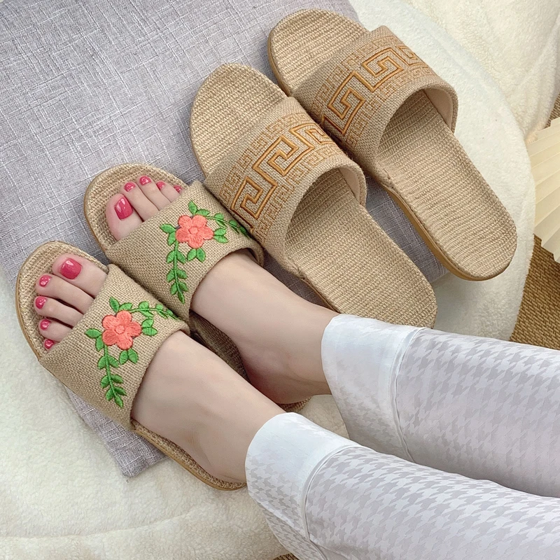 2024新款亚麻拖鞋女夏季居家用情侣室内软底轻便耐磨凉拖鞋男夏天