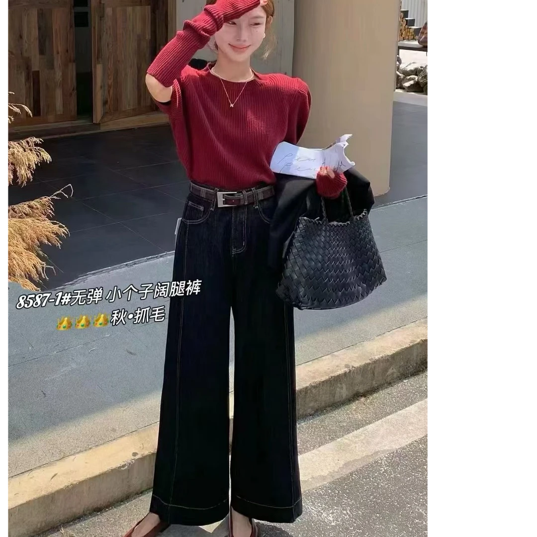 【楠楠精选】24年秋冬女新款磨毛薄绒宽松百搭休闲大筒直筒阔腿长裤