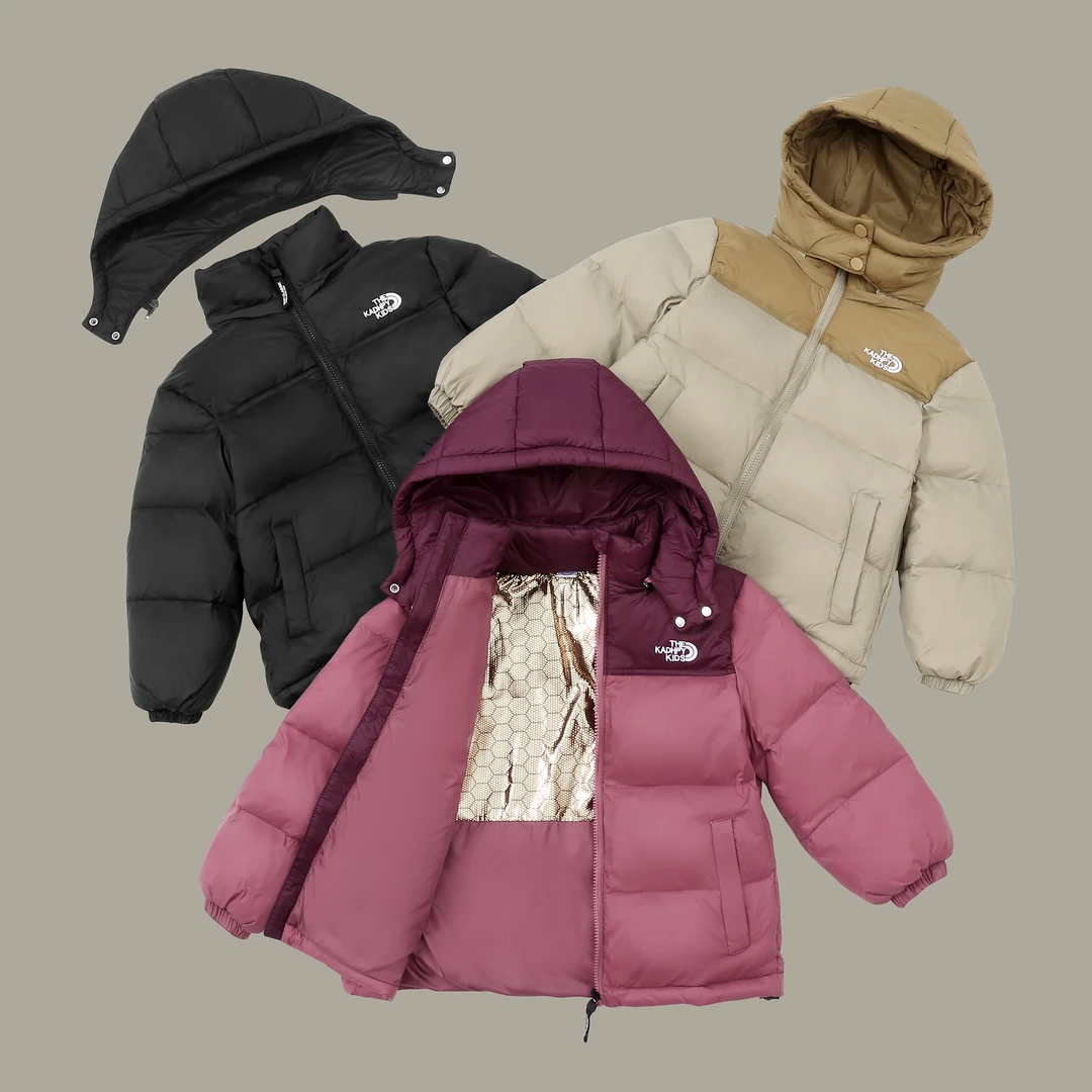 冬季儿童防寒服男女童拼色面包服外套中大童加厚可拆连帽