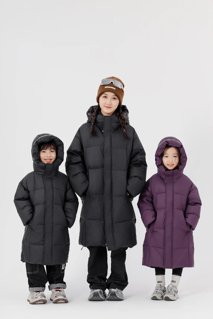 冬季新款加绒加厚撒银亲子款儿童中长款羽绒服XGS118