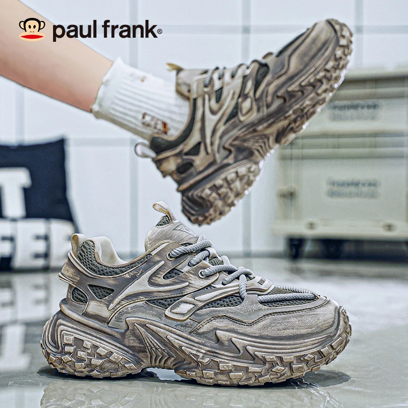 paul frank/大嘴猴夏季男老爹鞋网面时尚网红男士厚底休闲运动鞋