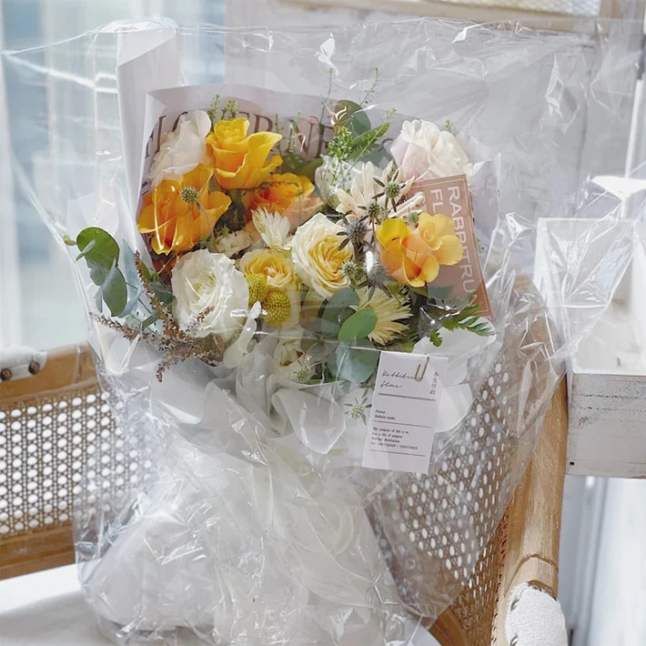 【卓越】花店外送鲜花保护包装透明玻璃纸 花束防尘防风透明玻璃纸