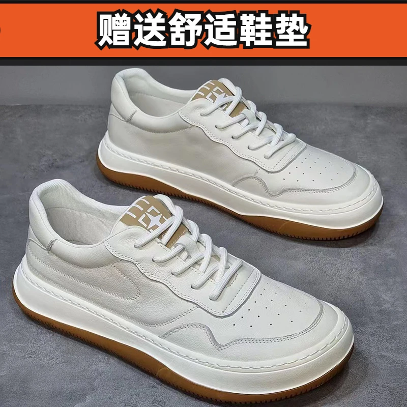 牛皮复古春季潮流百搭歪头皮鞋时尚休闲透气软底板鞋韩版男士