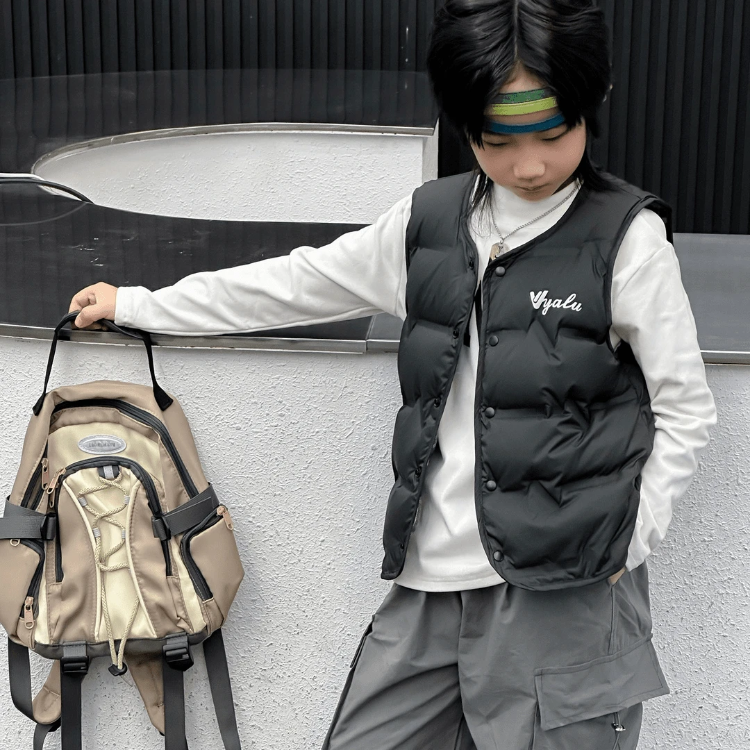 【ZJ】雅鹿2024秋冬新款儿童羽绒双面穿马甲保暖双面穿白鸭绒内胆