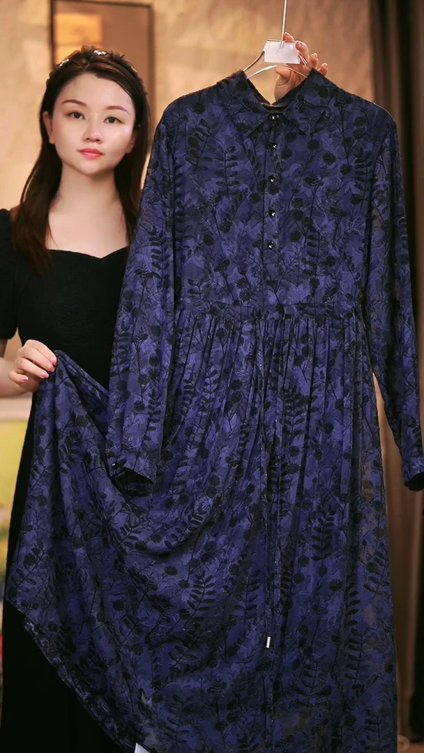 新K57（兰亭古墨色）宽松连衣裙显瘦气质长袖时尚女士简约黑色百搭