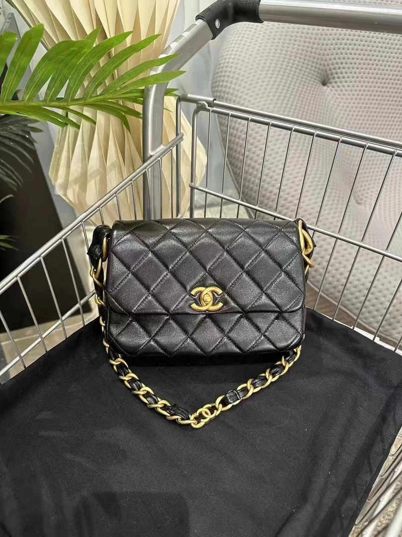 99新 Chanel/香奈儿 24ss黑金腋下hobo/8362150
