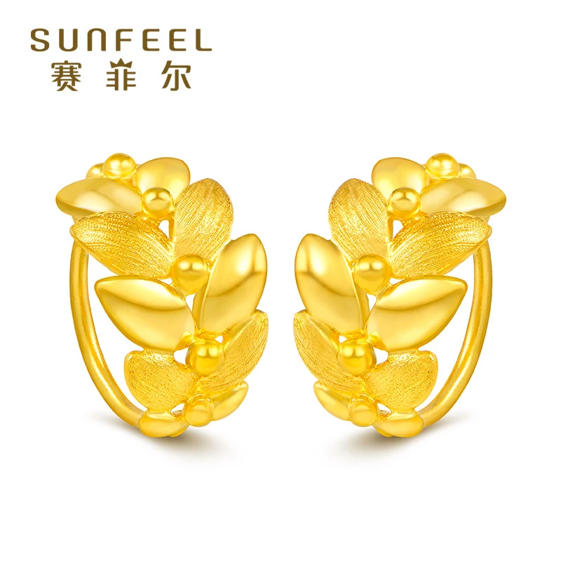 赛菲尔万足® 足金幸福橄榄枝黄金耳饰杭州四季青上新HDA00041