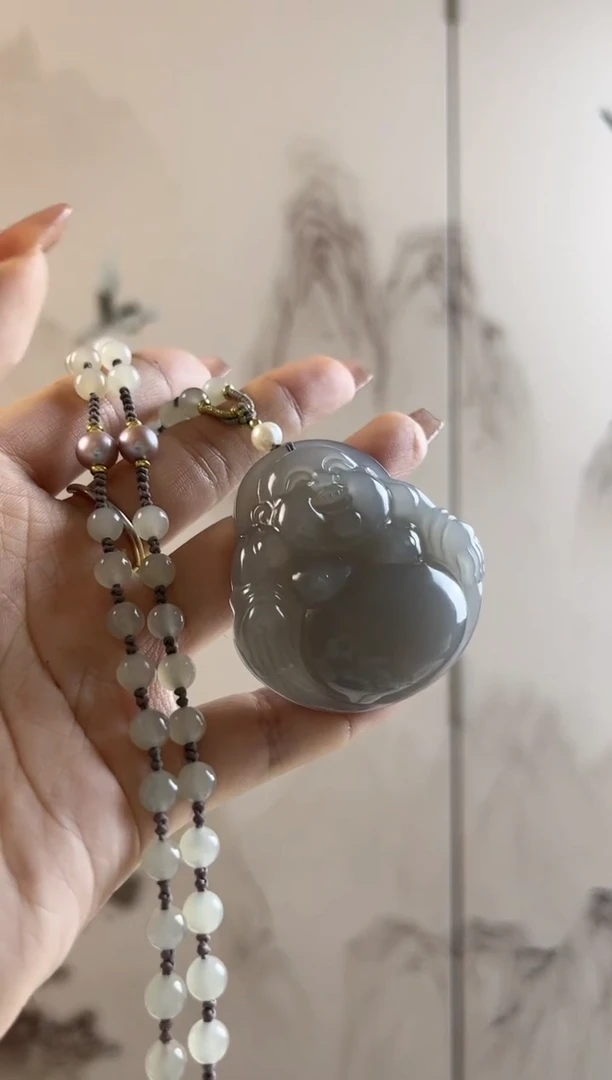 【闪购商品】和田玉吊坠(赠链)未镶嵌烟紫大佛公(颜色以直播间为准)