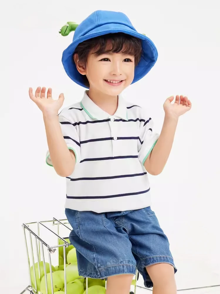 【商场同款】中小童儿童男童POLO衫短袖T恤2024新款上衣夏潮流撞色