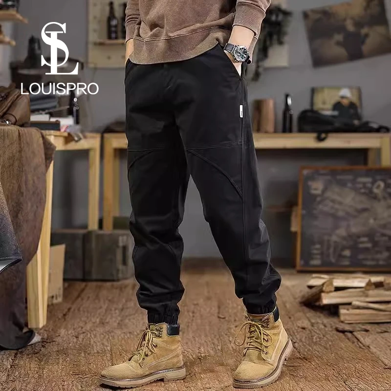 Louispro高端美式工装裤男宽松大码运动束脚裤秋冬新款潮牌休闲裤