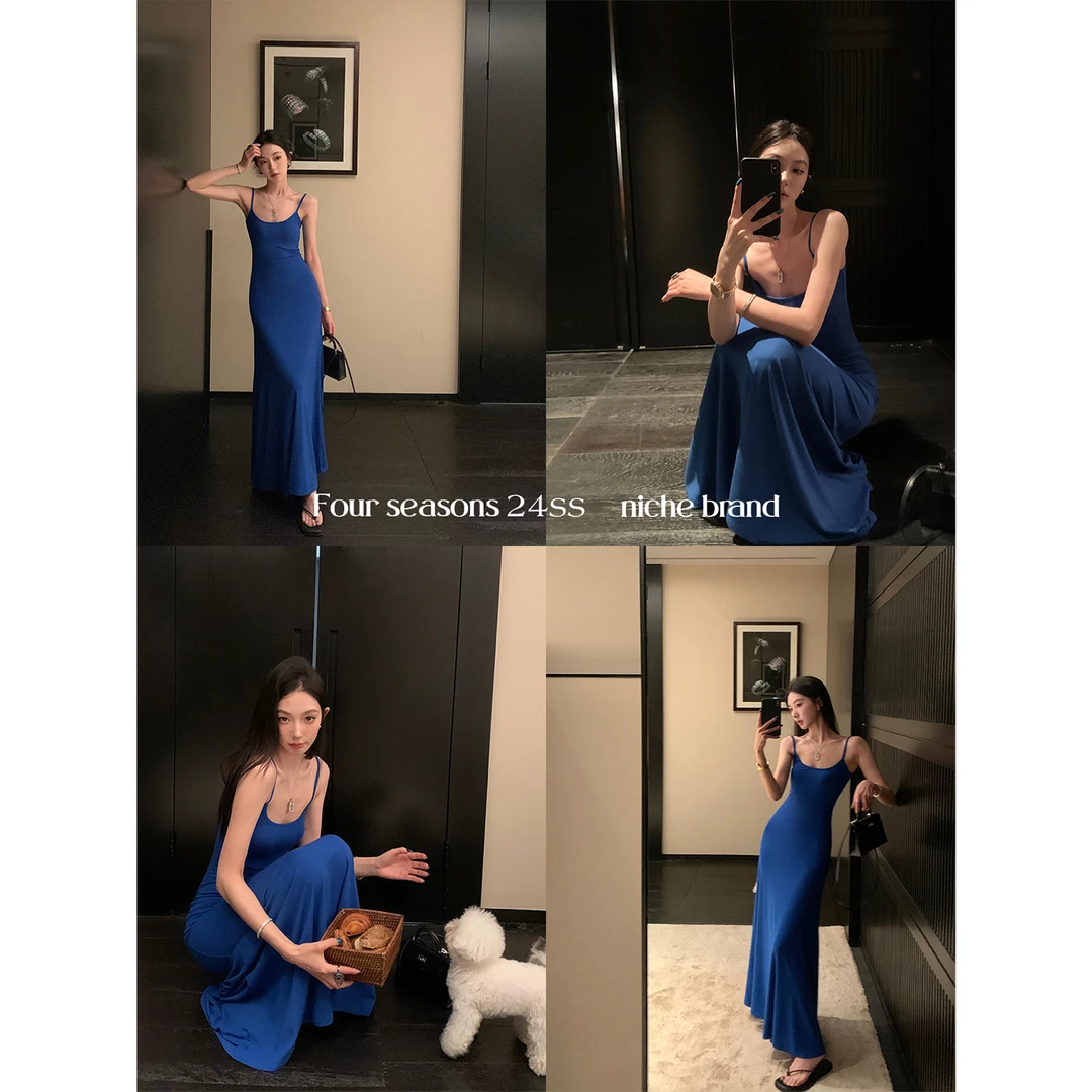 区区欧阳bella卡姐必入裙针织吊带连衣裙女夏季辣妹包臀长裙收腰