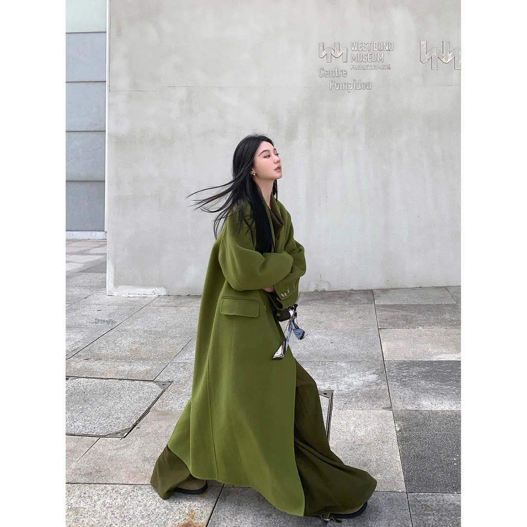 区区欧阳松弛典藏 萬年日常100羊毛双面呢大衣女冬季高级感长款呢