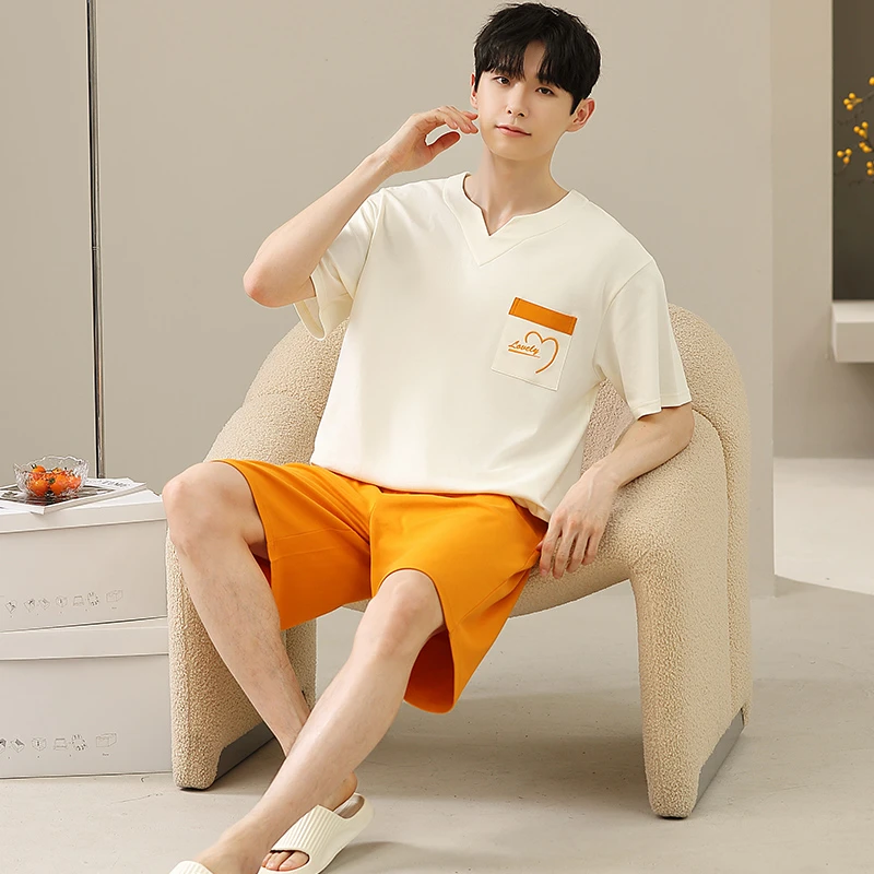 5XL特大码莫代尔睡衣男士夏季凉感休闲短袖可外穿青年学生家居服