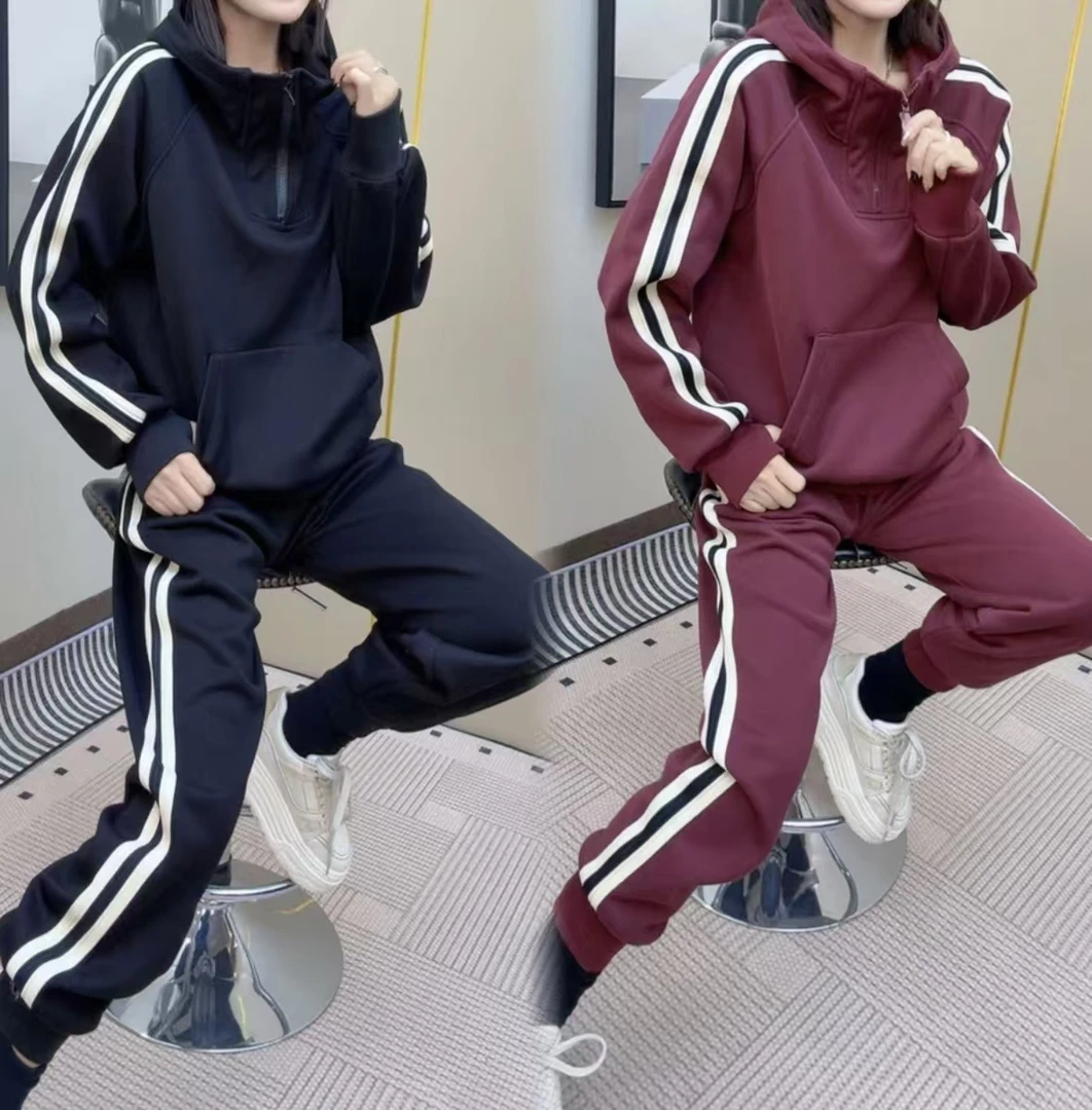秋冬季新款休闲运动套装女网红洋气时尚百搭加绒韩版气质两件套潮