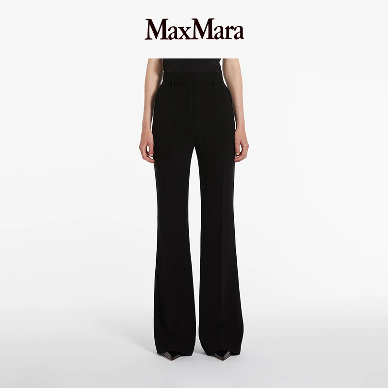 MaxMara 黑色女装高腰微喇休闲裤6131014106