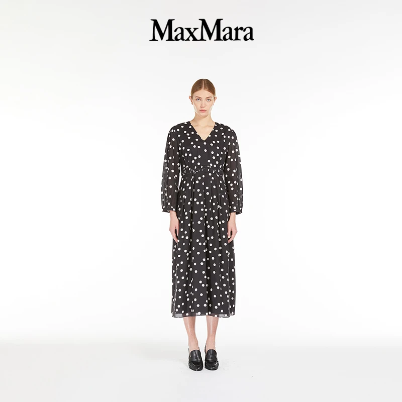 MaxMara 女装V领薄纱连衣裙9226104106