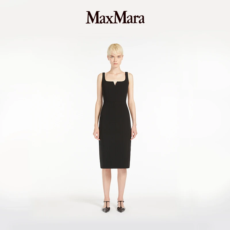 MaxMara 2025早春新品女装无袖纯色连衣裙6221055106