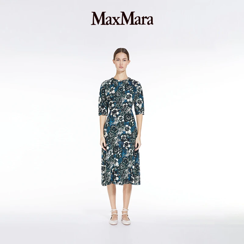 MaxMara 女装真丝印花圆领连衣裙9226163906