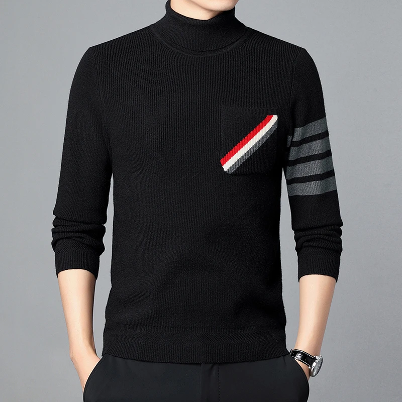 两翻领毛衣男士春秋季打底衫潮流针织衫休闲男装上衣秋冬时尚8583