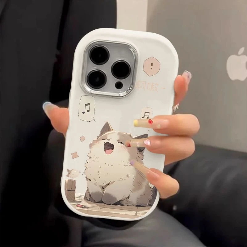 音乐猫猫金属框苹果华为荣耀vivo小米oppo手机壳卡通iPhone15