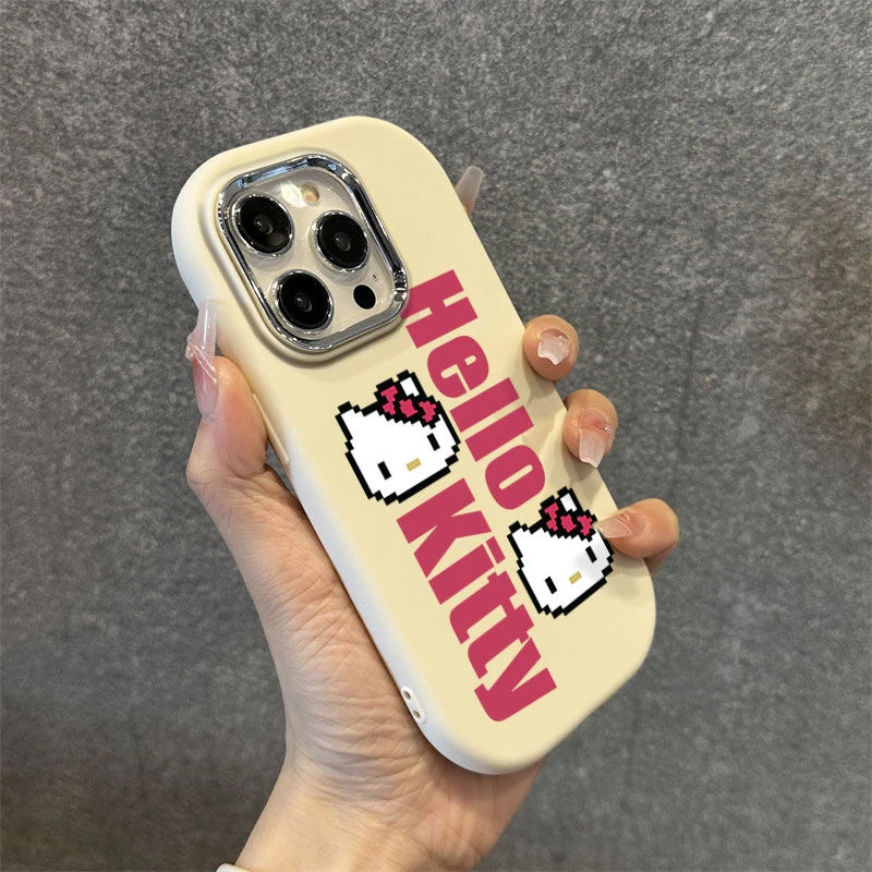 helloKT猫金属框苹果华为荣耀vivo小米oppo手机壳卡通iPhone15